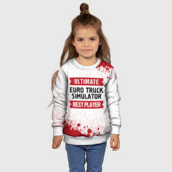 Свитшот детский Euro Truck Simulator: красные таблички Best Player, цвет: 3D-белый — фото 2