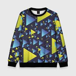 Свитшот детский Абстракция Из Жёлтых и Синих Треугольников На Тёмн, цвет: 3D-черный
