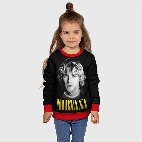 Детский свитшот Nirvana - Kurt Donald Cobain / 3D-Красный – фото 4