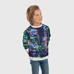 Свитшот детский Ночной город - glitch, цвет: 3D-белый — фото 2