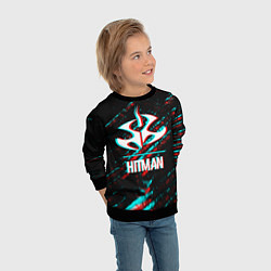Свитшот детский Hitman в стиле Glitch и Баги Графики на темном фон, цвет: 3D-черный — фото 2