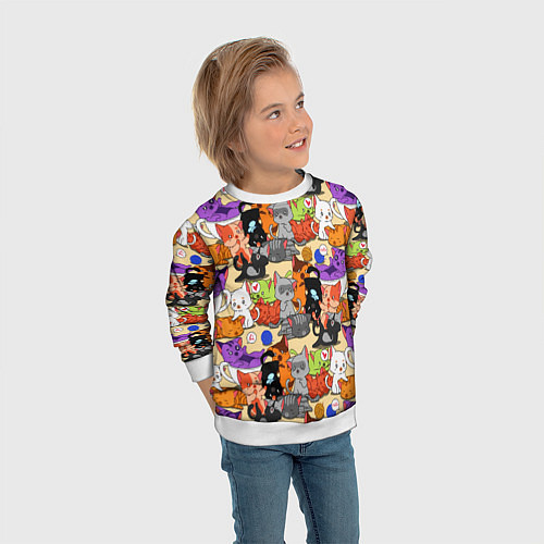 Детский свитшот Котики-такие котики / 3D-Белый – фото 3