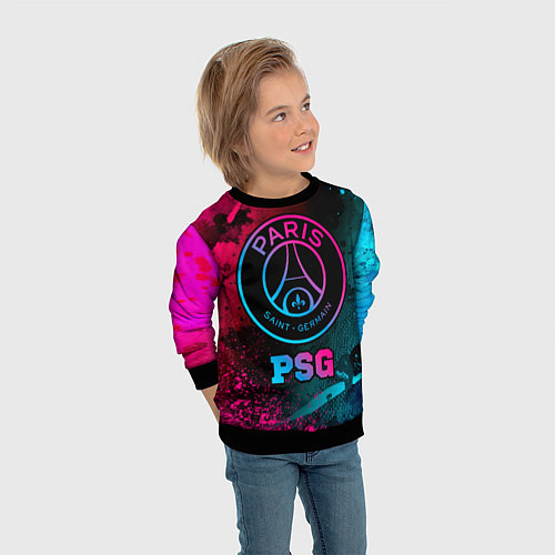 Детский свитшот PSG - neon gradient / 3D-Черный – фото 3