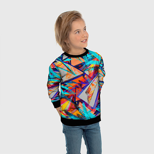 Детский свитшот Яркий неоновый абстрактный узор / 3D-Черный – фото 3