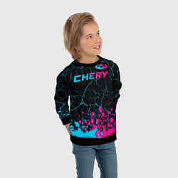 Свитшот детский Chery - neon gradient: символ сверху, цвет: 3D-черный — фото 2