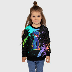 Свитшот детский Poppy Playtime Хагги Вагги разноцветный неон, цвет: 3D-черный — фото 2