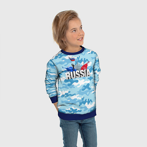 Детский свитшот Russia: синий камфуляж / 3D-Синий – фото 3
