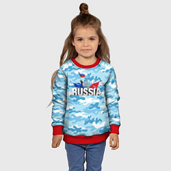 Свитшот детский Russia: синий камфуляж, цвет: 3D-красный — фото 2