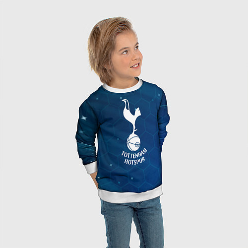 Детский свитшот Tottenham hotspur Соты абстракция / 3D-Белый – фото 3