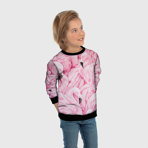Детский свитшот Pink Flamingos / 3D-Черный – фото 3