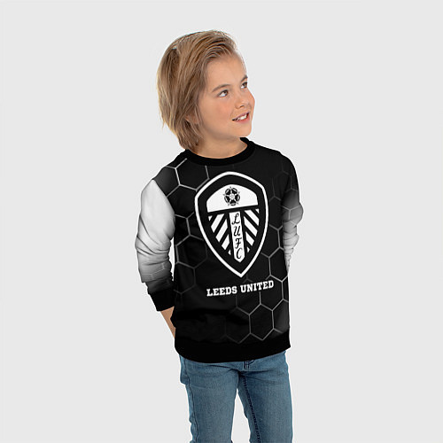Детский свитшот Leeds United sport на темном фоне / 3D-Черный – фото 3