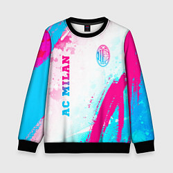 Детский свитшот AC Milan neon gradient style: символ и надпись вер