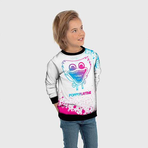 Детский свитшот Poppy Playtime neon gradient style / 3D-Черный – фото 3