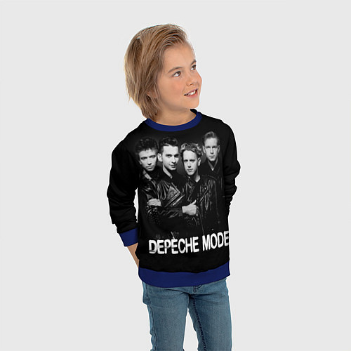 Детский свитшот Depeche Mode - black & white portrait / 3D-Синий – фото 3