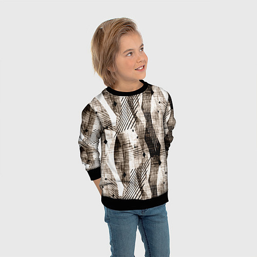 Детский свитшот Абстрактный гранжевый коричнево-бежевый / 3D-Черный – фото 3