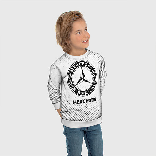 Детский свитшот Mercedes с потертостями на светлом фоне / 3D-Белый – фото 3