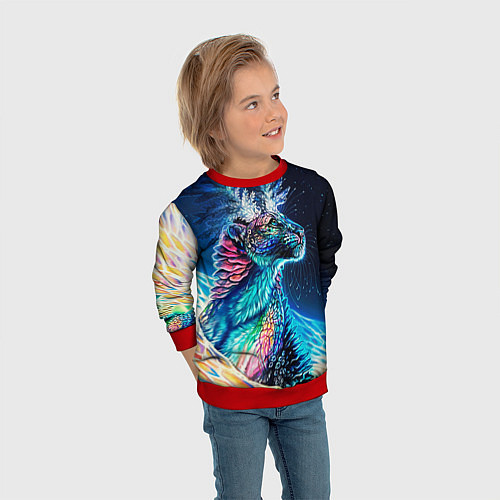 Детский свитшот Неоновый сказочный леопард / 3D-Красный – фото 3