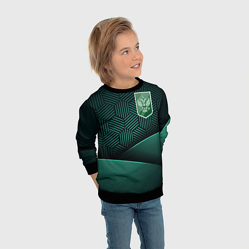 Детский свитшот Зеленый герб России / 3D-Черный – фото 3