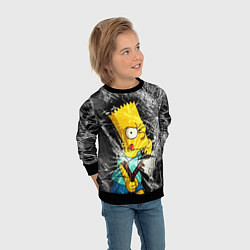 Свитшот детский Барт Симпсон разбил из рогатки стекло, цвет: 3D-черный — фото 2