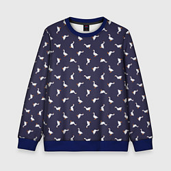 Детский свитшот Гуси на синем паттерн