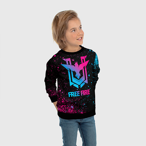 Детский свитшот Free Fire - neon gradient / 3D-Черный – фото 3
