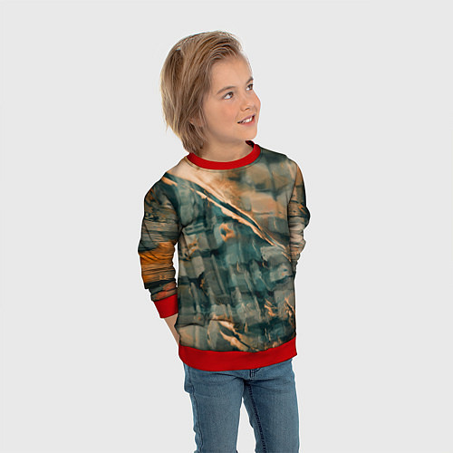 Детский свитшот Абстрактное множество красок и разломов на поверхн / 3D-Красный – фото 3