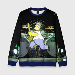 Свитшот детский Гомер Симпсон - рок гитарист, цвет: 3D-синий
