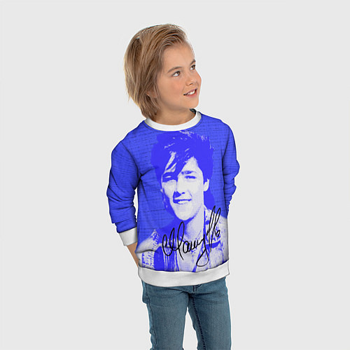 Детский свитшот Юрий Шатунов в детстве - автограф / 3D-Белый – фото 3