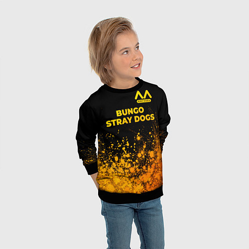 Детский свитшот Bungo Stray Dogs - gold gradient: символ сверху / 3D-Черный – фото 3