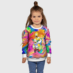 Свитшот детский Гомер Симпсон и клоун Красти едут на детском велос, цвет: 3D-белый — фото 2