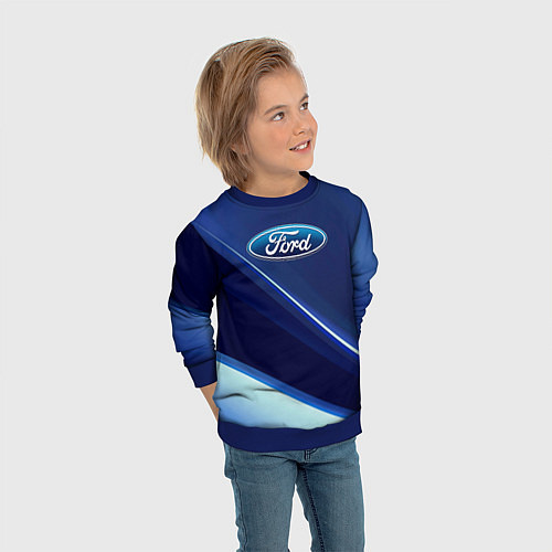 Детский свитшот Ford - абстракция / 3D-Синий – фото 3