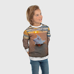 Свитшот детский Ракушка на песочном берегу тихого океана, цвет: 3D-белый — фото 2