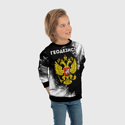 Свитшот детский Геодезист из России и герб РФ, цвет: 3D-черный — фото 2