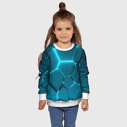 Свитшот детский Ледяные неоновые геометрические плиты, цвет: 3D-белый — фото 2