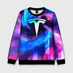 Свитшот детский Tesla неоновый космос, цвет: 3D-черный