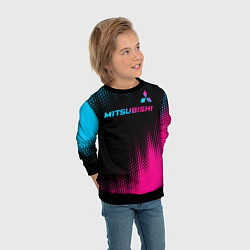 Свитшот детский Mitsubishi - neon gradient: символ сверху, цвет: 3D-черный — фото 2