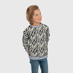 Свитшот детский Тигровый полосатый узор-черные, бежевые полосы на, цвет: 3D-меланж — фото 2