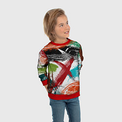 Свитшот детский Мазки кистью по холсту цветной краской abstraction, цвет: 3D-красный — фото 2