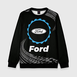 Свитшот детский Ford в стиле Top Gear со следами шин на фоне, цвет: 3D-черный