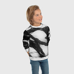 Свитшот детский Осколки кристалла, тёмная абстракция, цвет: 3D-белый — фото 2