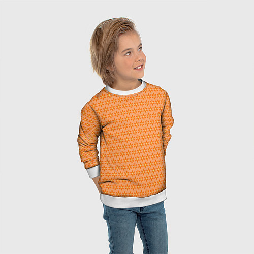 Детский свитшот Оранжево-желтые цветочки / 3D-Белый – фото 3