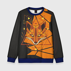 Свитшот детский Голова лисы в мозаике, цвет: 3D-синий