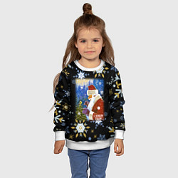Свитшот детский Новый год дед мороз и птичка, цвет: 3D-белый — фото 2