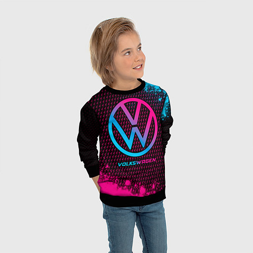 Детский свитшот Volkswagen - neon gradient / 3D-Черный – фото 3