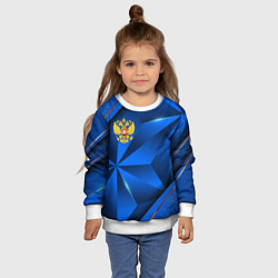 Свитшот детский Герб РФ на синем объемном фоне, цвет: 3D-белый — фото 2
