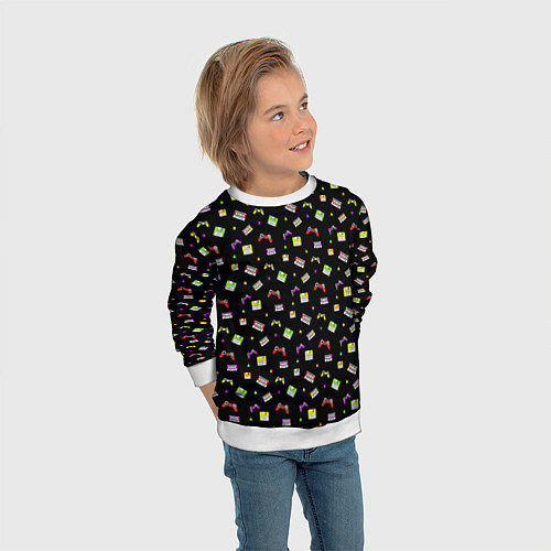 Детский свитшот 90s pattern on black / 3D-Белый – фото 3