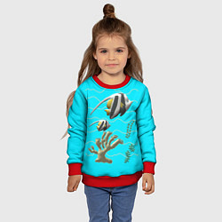 Свитшот детский Подводный мир рыбки кораллы, цвет: 3D-красный — фото 2