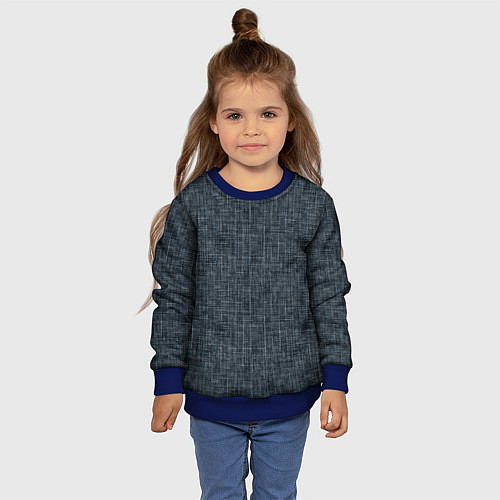 Детский свитшот Черно-синий текстурированный в елочку, под джинсу / 3D-Синий – фото 4