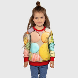 Свитшот детский Разноцветные пирожные Макарон, цвет: 3D-красный — фото 2