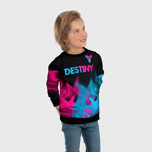 Детский свитшот Destiny - neon gradient: символ сверху / 3D-Черный – фото 3